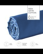 Drap-housse satin de coton Uni bleu 06