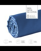 Drap-housse satin de coton Uni bleu 06
