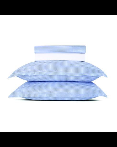 Set lenzuolo piccolo + lenzuolo con angoli elasticizzati + federe rettangolari in percalle di cotone Grenoble blu chiaro