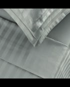 Parure petit drap plat + drap-housse + taies rectangles satin de coton rayure tissé dobby Jacquard taupe 01