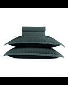 Parure drap plat + drap-housse + taies rectangles satin de coton rayure tissé dobby Jacquard gris 03