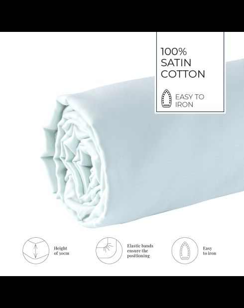 Drap-housse satin de coton Uni blanc 01
