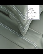 Parure drap plat + drap-housse + taies rectangles satin de coton Biarritz blanc/taupe