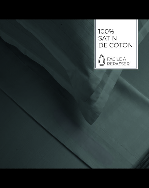 Maxi set lenzuolo piatto + lenzuolo con angoli elasticizzati + federe quadrate in cotone satinato cotone satinato a righe Dobby Jacquard grigio 02