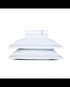 Parure drap plat + drap-housse + taies rectangles satin de coton Biarritz taupe/blanc
