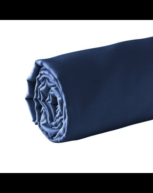 Drap-housse satin de coton Uni bleu 11