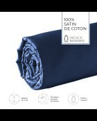 Drap-housse satin de coton Uni bleu 11