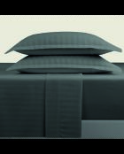 Parure petit drap plat + drap-housse + taies rectangles satin de coton rayure tissé dobby Jacquard gris 02