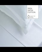 Parure drap plat + drap-housse + taies rectangles satin de coton rayure tissé dobby Jacquard blanc 01