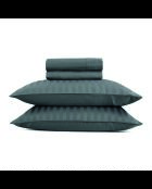 Parure drap plat + drap-housse + taies rectangles satin de coton rayure tissé dobby Jacquard gris 02