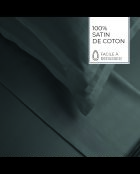 Parure drap plat + drap-housse + taies rectangles satin de coton rayure tissé dobby Jacquard gris 02