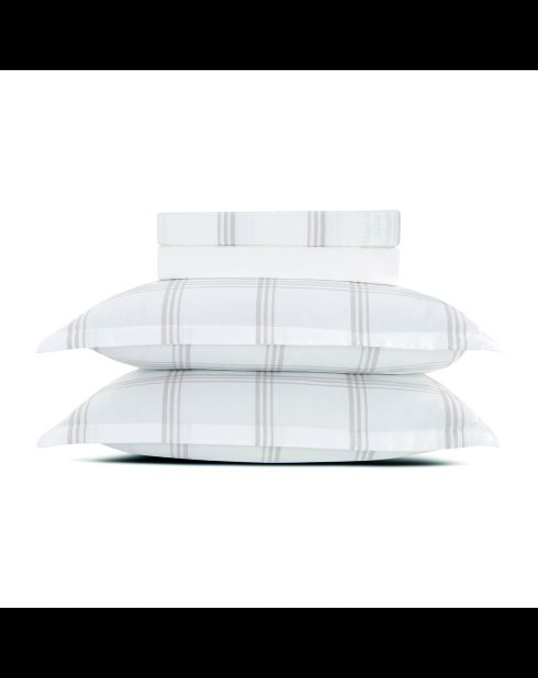 Set lenzuolo piccolo + lenzuolo con angoli elasticizzati + federe rettangolari in raso di cotone Apolline taupe