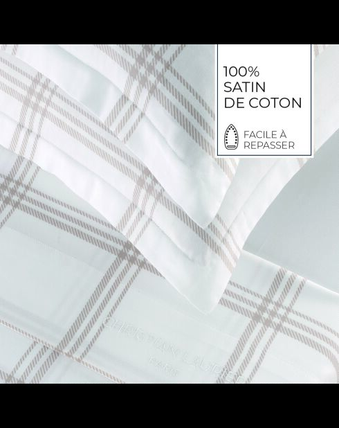Set lenzuolo piccolo + lenzuolo con angoli elasticizzati + federe rettangolari in raso di cotone Apolline taupe