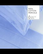 Maxi set lenzuolo piatto + lenzuolo con angoli + federe rettangolari in percalle di cotone Grenoble blu chiaro