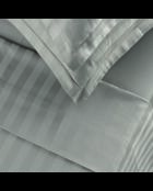 Parure maxi drap plat + drap-housse + taies carrées satin de coton rayure tissé dobby Jacquard taupe 01