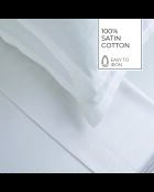Parure petit drap plat + drap-housse + taies rectangles satin de coton rayure tissé dobby Jacquard blanc 01