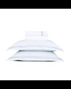 Set lenzuolo piccolo + lenzuolo con angoli elasticizzati + federe rettangolari Biarritz in raso di cotone grigio/bianco