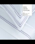 Set lenzuolo piccolo + lenzuolo con angoli elasticizzati + federe rettangolari Biarritz in raso di cotone grigio/bianco