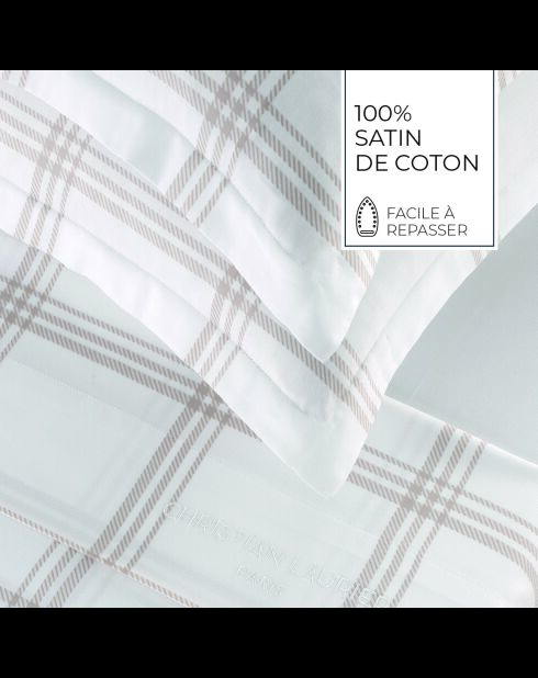 Parure maxi drap plat + drap-housse + taies rectangles satin de coton Apolline taupe