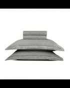 Parure drap plat + drap-housse + taies rectangles satin de coton Biarritz taupe