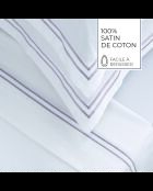 Set lenzuolo piatto + lenzuolo con angoli + federe rettangolari Biarritz grigio/bianco in raso di cotone