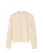 Delphine ecrufarbenes Langarm-Poloshirt