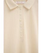 Delphine ecrufarbenes Langarm-Poloshirt