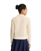Delphine ecrufarbenes Langarm-Poloshirt