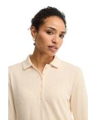 Delphine ecrufarbenes Langarm-Poloshirt