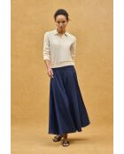 Delphine ecrufarbenes Langarm-Poloshirt