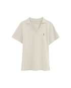 Brigitte kurzärmliges Poloshirt aus Baumwolle in Ecru