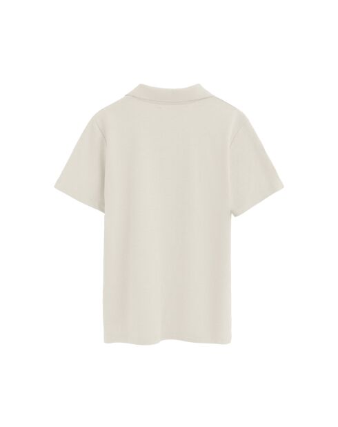 Brigitte kurzärmliges Poloshirt aus Baumwolle in Ecru