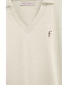 Brigitte kurzärmliges Poloshirt aus Baumwolle in Ecru