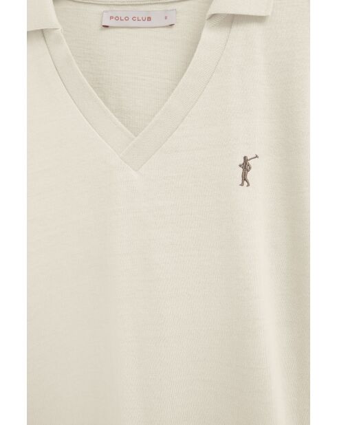 Brigitte kurzärmliges Poloshirt aus Baumwolle in Ecru