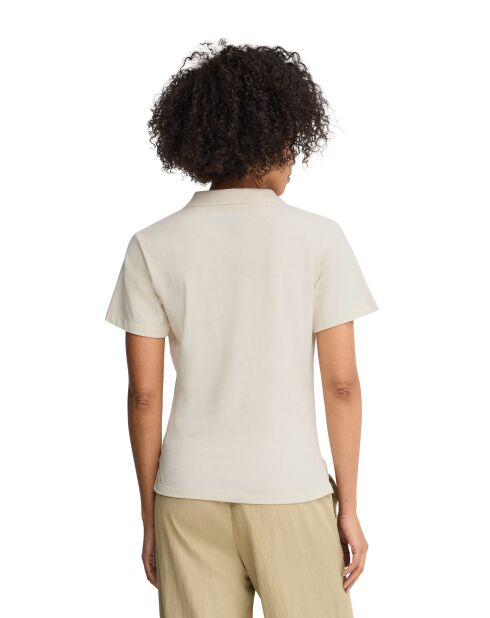 Brigitte kurzärmliges Poloshirt aus Baumwolle in Ecru