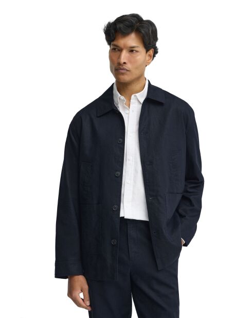 Giacca Sergio in misto lino blu