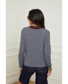 Polo ML en coton Yasmine choco/bleu