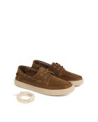 Hamza braune Leder-Bootsschuhe
