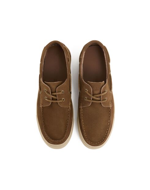Hamza braune Leder-Bootsschuhe
