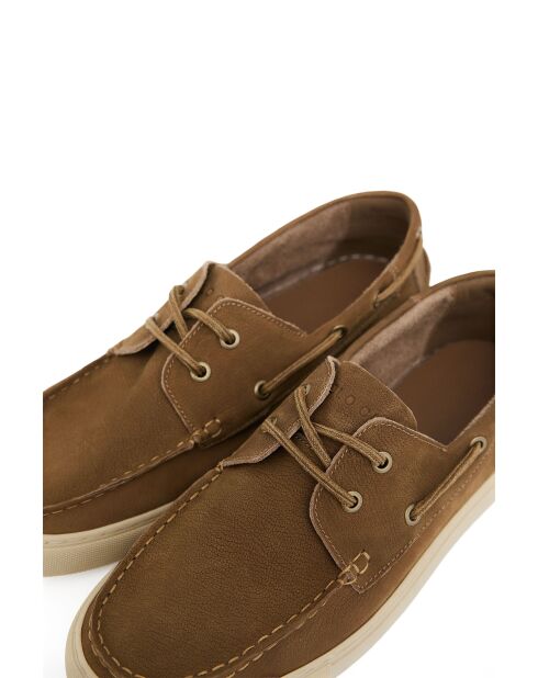 Hamza braune Leder-Bootsschuhe