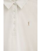 Aïcha ecrufarbenes Kurzarm-Poloshirt aus Baumwolle