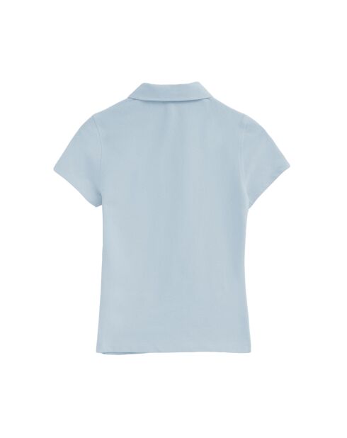 Andréa babyblaues Kurzarm-Poloshirt aus Baumwolle