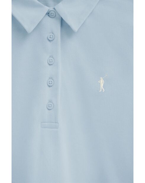Andréa babyblaues Kurzarm-Poloshirt aus Baumwolle