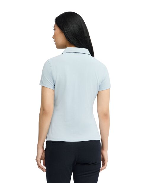 Andréa babyblaues Kurzarm-Poloshirt aus Baumwolle