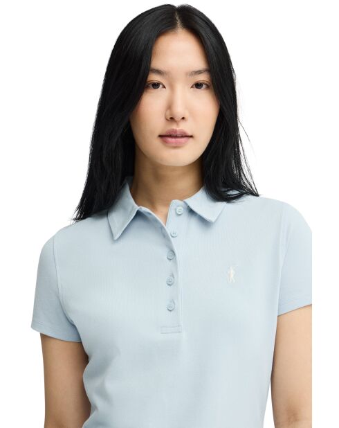 Andréa babyblaues Kurzarm-Poloshirt aus Baumwolle