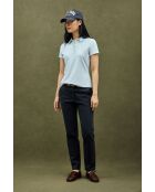 Andréa babyblaues Kurzarm-Poloshirt aus Baumwolle