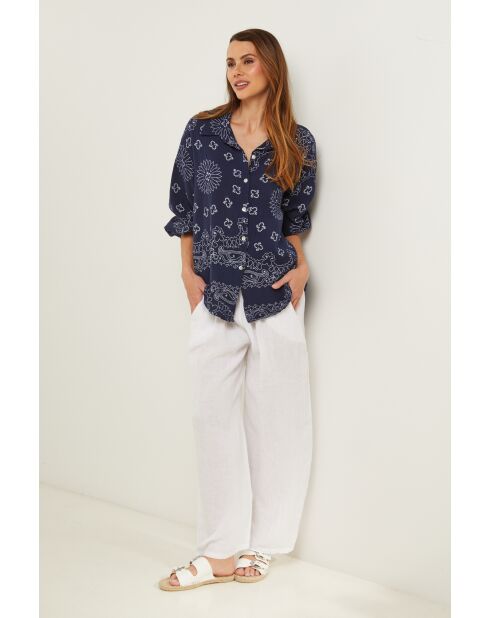 Marineblauw katoenen hemd Inaya