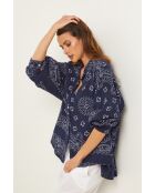 Marineblauw katoenen hemd Inaya