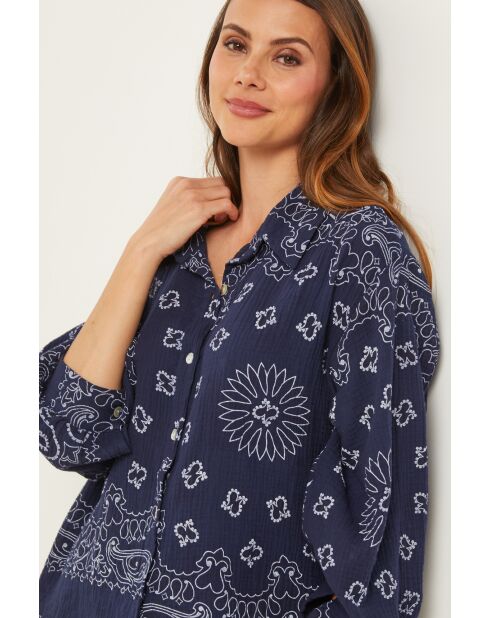 Marineblauw katoenen hemd Inaya