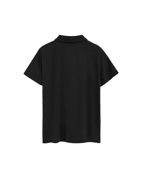 Schwarzes Kurzarm-Poloshirt Caroline aus Baumwolle
